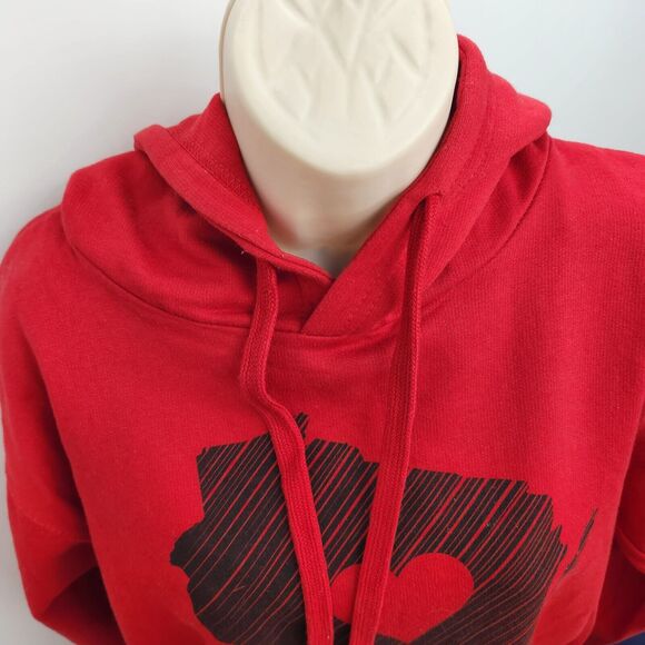WI State Pullover Hoodie Women's Medium Red Cotton Blend Sweatshirt Souvenir - Picture 4 of 12